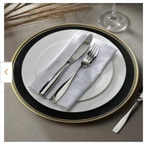 NWT 4 piece Black/Gold Edge Plates 13"